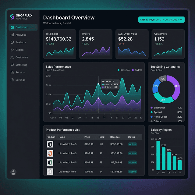 E-Commerce Dashboard Pro